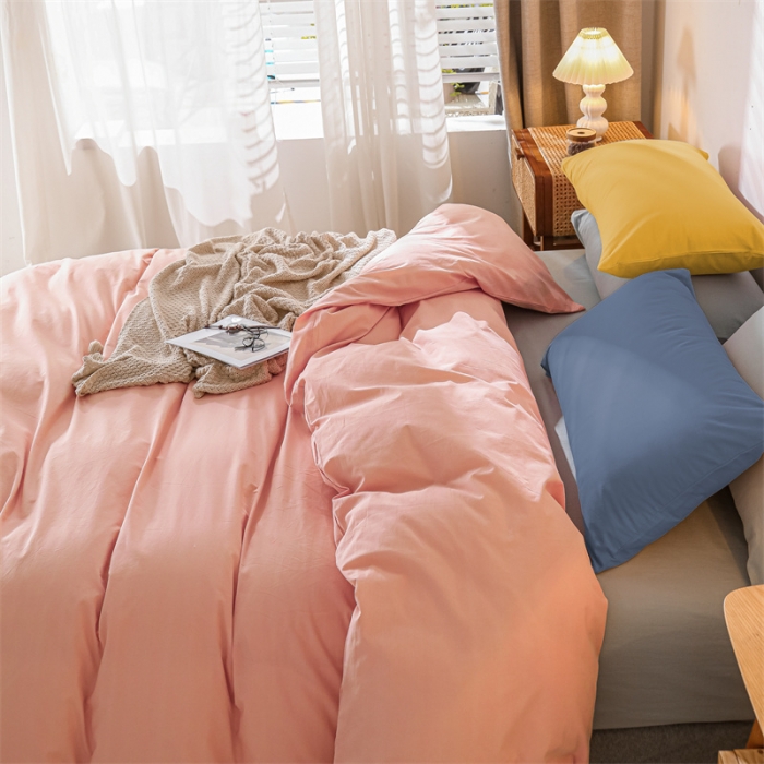 91家纺网 家纺一手货源 找家纺 蓝巢 2021新款全棉水洗棉单枕套一对 宾利蓝+姜黄48*74*2