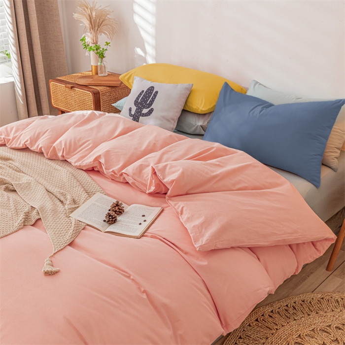 91家纺网 家纺一手货源 找家纺 蓝巢 2021新款全棉水洗棉单枕套一对 宾利蓝+姜黄48*74*2