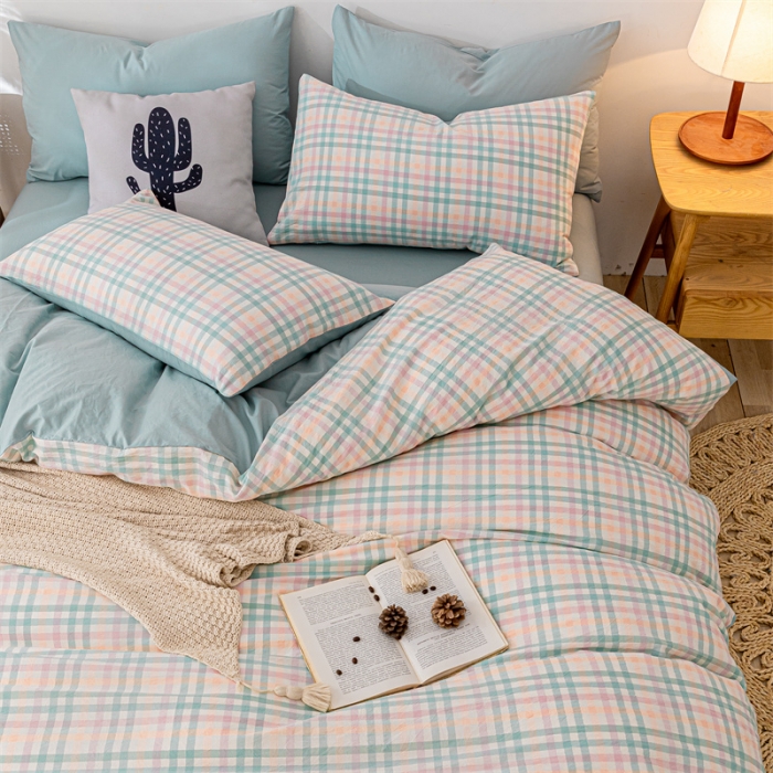 91家纺网 家纺一手货源 找家纺 蓝巢 2021新款全棉水洗棉单枕套一对 冰激凌绿48*74*2