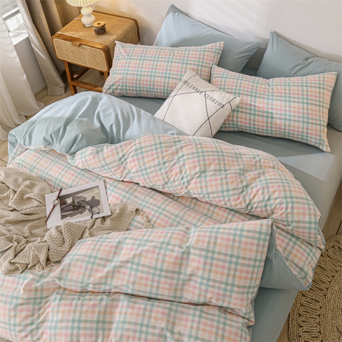 91家纺网 家纺一手货源 找家纺 蓝巢 2021新款全棉水洗棉单枕套一对 冰激凌绿48*74*2