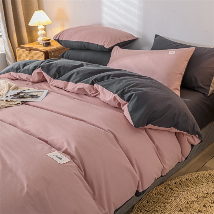 91家纺网 家纺一手货源 找家纺 蓝巢 2021新款全棉水洗棉单枕套一对 豆沙深灰48*74*2