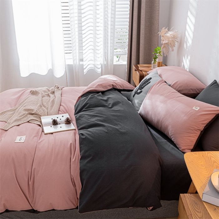 91家纺网 家纺一手货源 找家纺 蓝巢 2021新款全棉水洗棉单枕套一对 豆沙深灰48*74*2