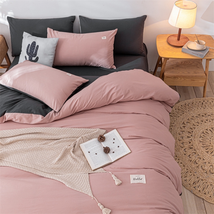 91家纺网 家纺一手货源 找家纺 蓝巢 2021新款全棉水洗棉单枕套一对 豆沙深灰48*74*2