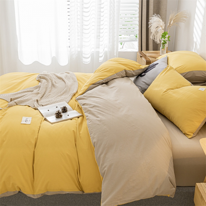 91家纺网 家纺一手货源 找家纺 蓝巢 2021新款全棉水洗棉单枕套一对 黄卡其48*74*2