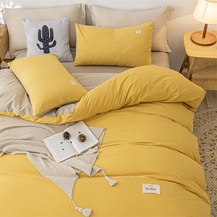 91家纺网 家纺一手货源 找家纺 蓝巢 2021新款全棉水洗棉单枕套一对 黄卡其48*74*2