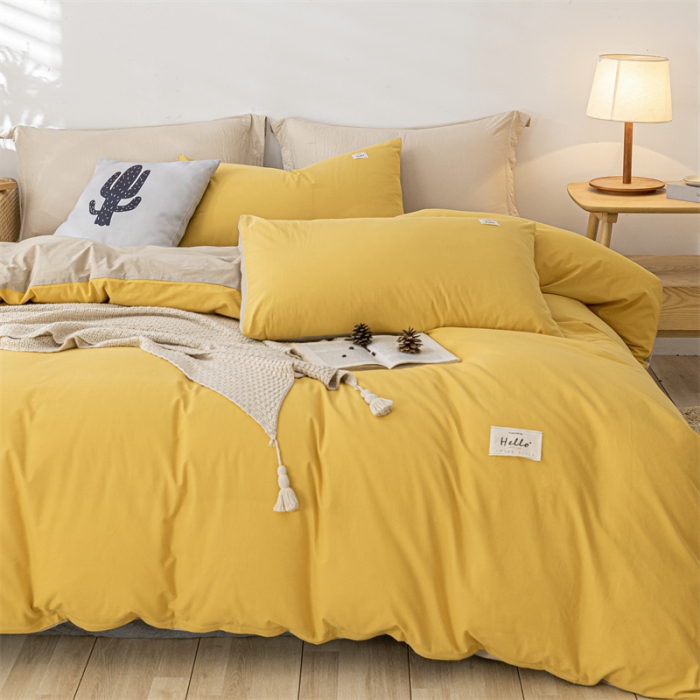 91家纺网 家纺一手货源 找家纺 蓝巢 2021新款全棉水洗棉单枕套一对 黄卡其48*74*2