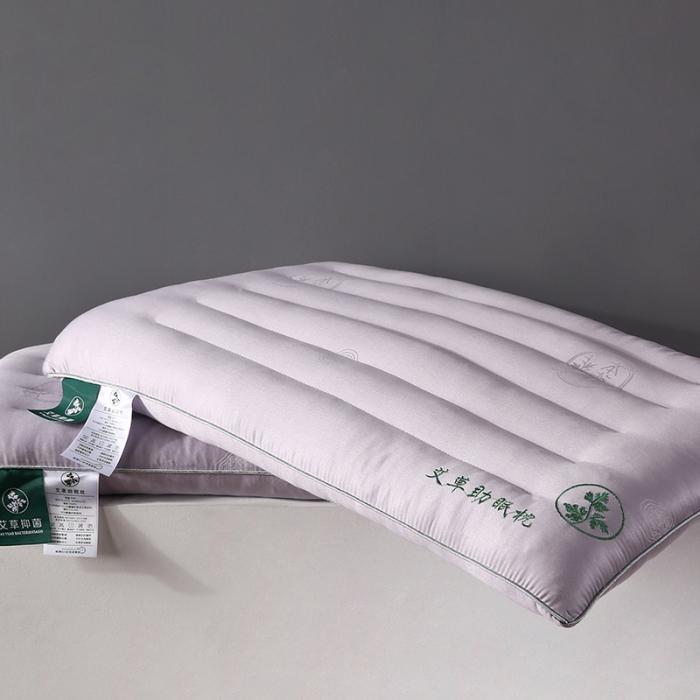 91家纺网 家纺一手货源 找家纺 轻奢 真丝艾草绣花低枕羽丝绒枕头简约定型护颈单人枕芯矮枕