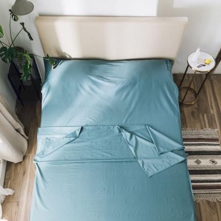 91家纺网 家纺一手货源 找家纺 涞澳家纺 2019新款60支长绒棉隔脏睡袋 S浅石蓝