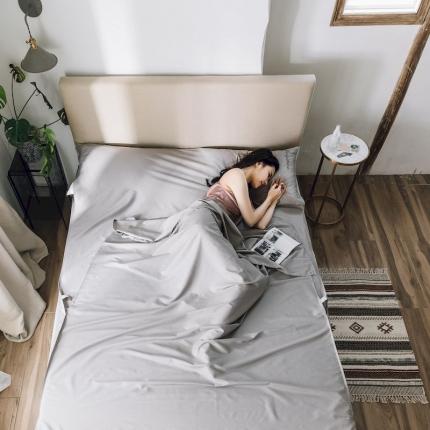涞澳家纺 2019新款60支长绒棉隔脏睡袋 S冰灿银