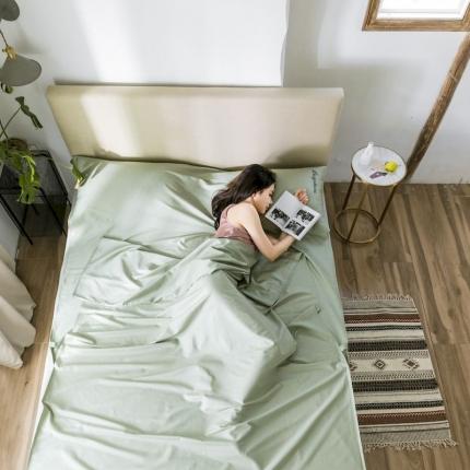涞澳家纺 2019新款60支长绒棉隔脏睡袋 S芽绿