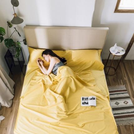 涞澳家纺 2019新款60支长绒棉隔脏睡袋 S玉米黄