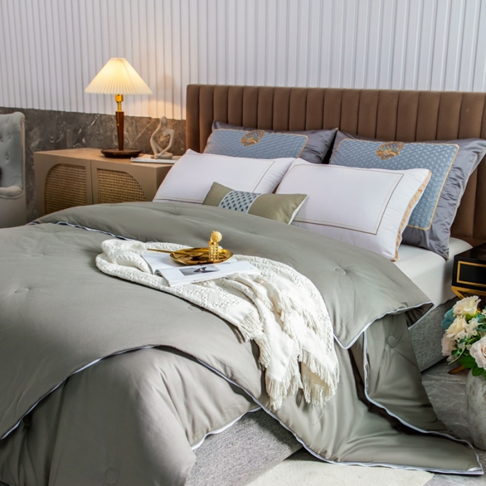 91家纺网 家纺一手货源 找家纺 梦享生活家居  2021新款13372大豆子母被 绅士灰