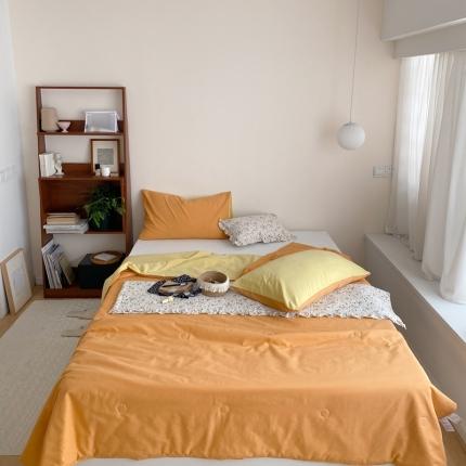 梦享生活 2022新款水洗棉双拼大豆纤维夏被 橙色双拼柠檬黄