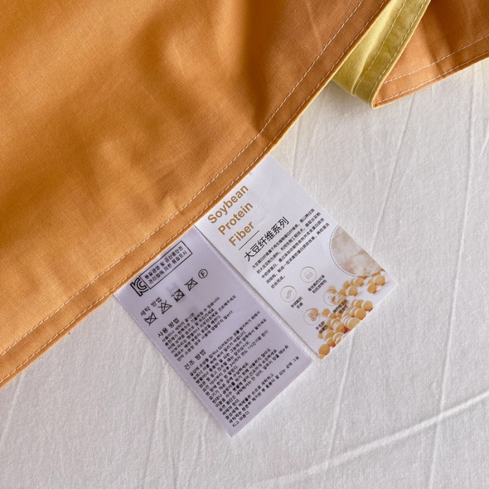 91家纺网 家纺一手货源 找家纺 梦享生活 2022新款水洗棉双拼大豆纤维夏被 橙色双拼柠檬黄