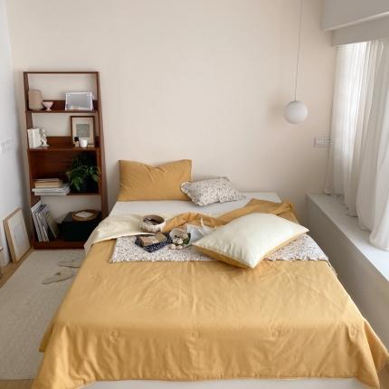 梦享生活 2022新款水洗棉双拼大豆纤维夏被 蜂蜜黄双拼奶茶