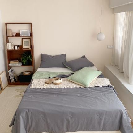 梦享生活 2022新款水洗棉双拼大豆纤维夏被 灰色双拼淡雅绿