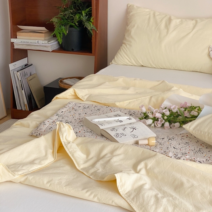 91家纺网 家纺一手货源 找家纺 梦享生活 2022新款水洗棉双拼大豆纤维夏被 奶茶