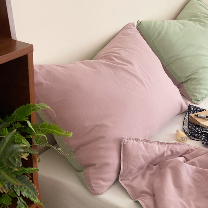 91家纺网 家纺一手货源 找家纺 梦享生活 2022新款水洗棉双拼大豆纤维夏被 藕紫双拼淡雅绿