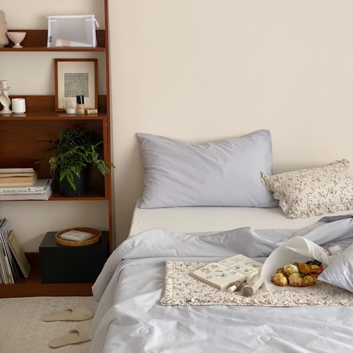 91家纺网 家纺一手货源 找家纺 梦享生活 2022新款水洗棉双拼大豆纤维夏被 新浅蓝