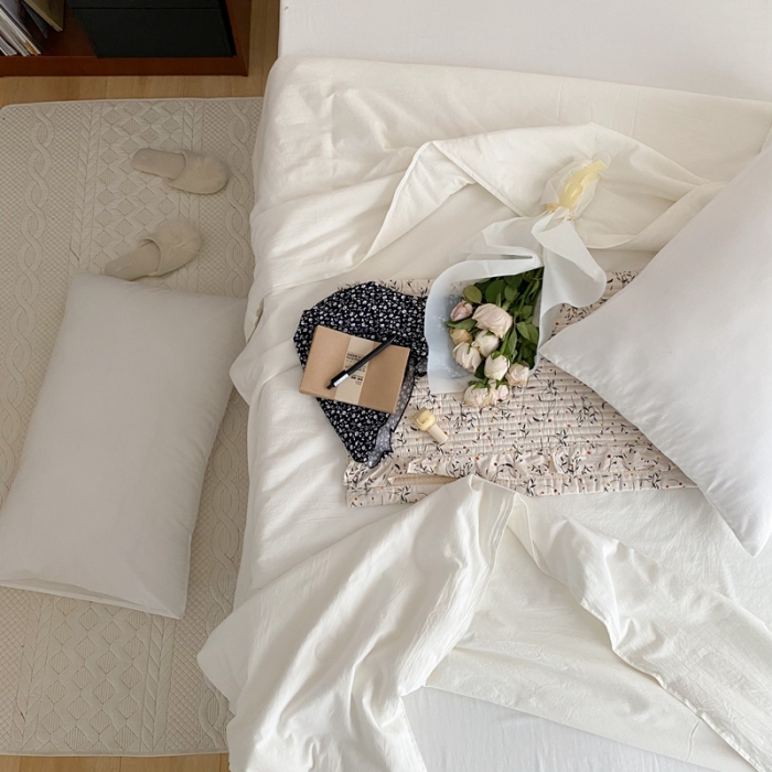 91家纺网 家纺一手货源 找家纺 梦享生活 2022新款水洗棉双拼大豆纤维夏被 一抹白