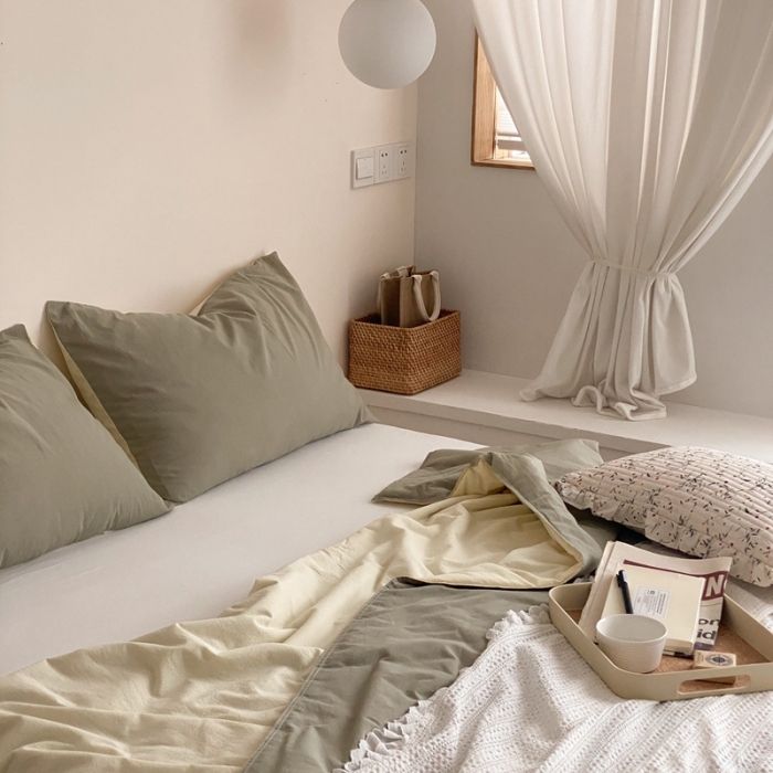 91家纺网 家纺一手货源 找家纺 梦享生活 2022新款水洗棉双拼大豆纤维夏被 芝士混搭