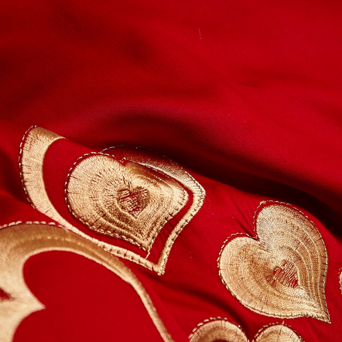 91家纺网 家纺一手货源 找家纺 红番天 热卖款全棉婚庆刺绣四件套 新婚快乐-红