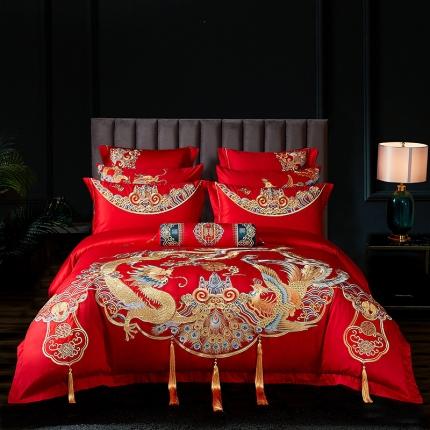91家纺网 家纺一手货源 找家纺 （总）红番天 热卖款全棉婚庆刺绣四件套