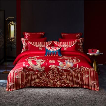 91家纺网 家纺一手货源 找家纺 （总）红番天 热卖款全棉婚庆刺绣四件套