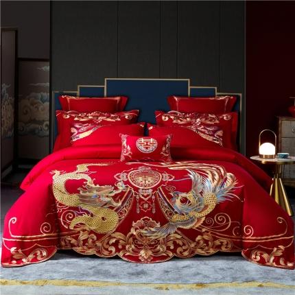 91家纺网 家纺一手货源 找家纺 红番天 热卖款全棉婚庆刺绣四件套 维京大帝