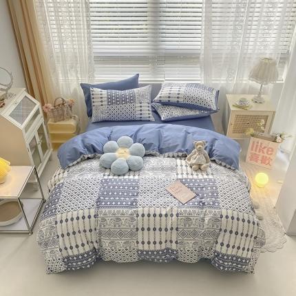 91家纺网 家纺一手货源 找家纺 （总）卡巴伦家纺 2023新款春夏全棉文艺复古风四件套