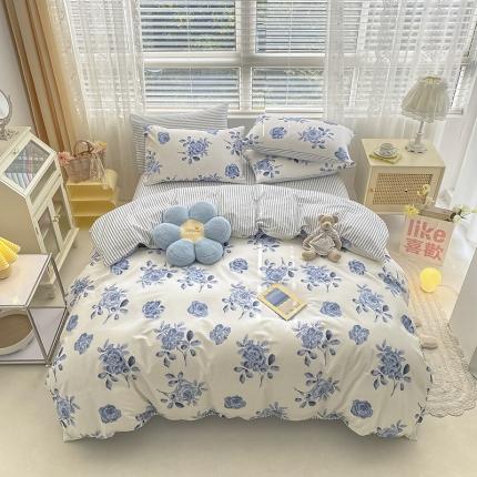 91家纺网 家纺一手货源 找家纺 （总）卡巴伦家纺 2023新款春夏全棉文艺复古风四件套