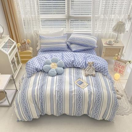 91家纺网 家纺一手货源 找家纺 （总）卡巴伦家纺 2023新款春夏全棉文艺复古风四件套