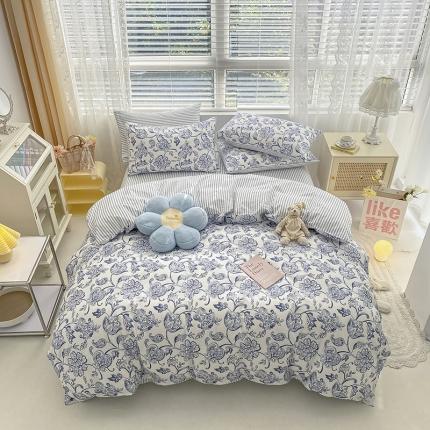 91家纺网 家纺一手货源 找家纺 （总）卡巴伦家纺 2023新款春夏全棉文艺复古风四件套