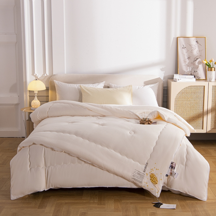 91家纺网 家纺一手货源 找家纺 丽卡家纺 2023新款相亲相爱系列大豆被子被芯子母被 白色