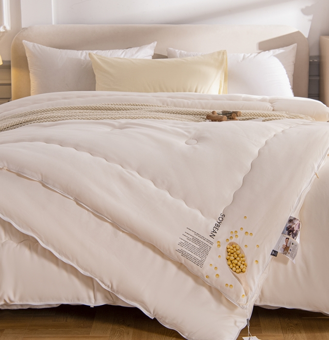 91家纺网 家纺一手货源 找家纺 丽卡家纺 2023新款相亲相爱系列大豆被子被芯子母被 白色