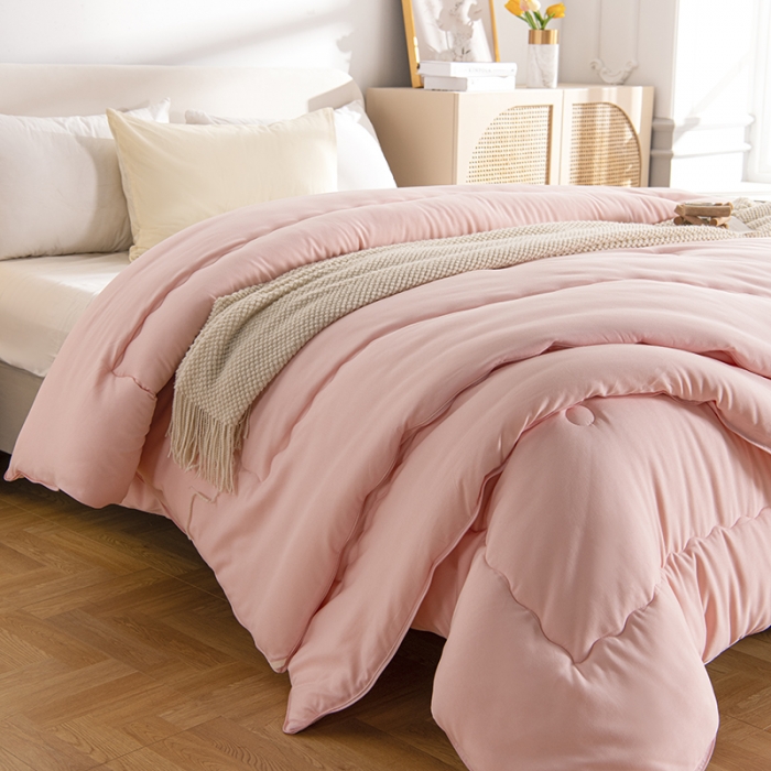 91家纺网 家纺一手货源 找家纺 丽卡家纺 2023新款相亲相爱系列大豆被子被芯子母被 粉色