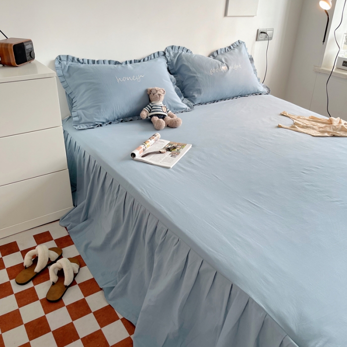 91家纺网 家纺一手货源 找家纺 （总）六巷胡同 2022春夏新品ins风水洗棉单品床裙三件套