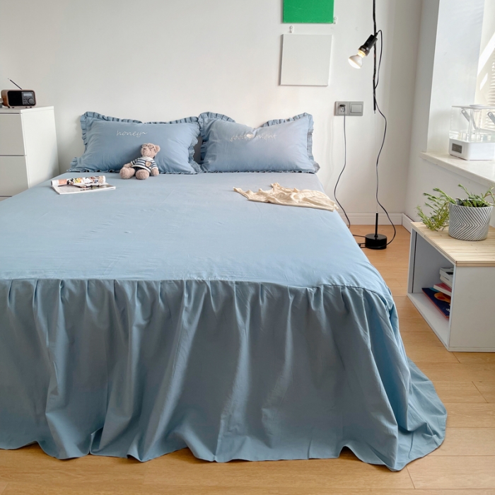 91家纺网 家纺一手货源 找家纺 （总）六巷胡同 2022春夏新品ins风水洗棉单品床裙三件套