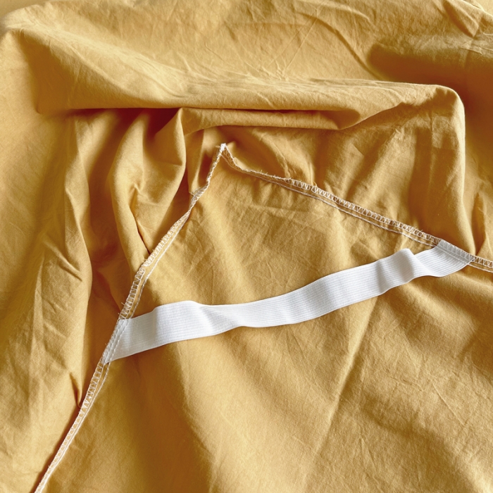 91家纺网 家纺一手货源 找家纺 六巷胡同 2022春夏新品ins风水洗棉单品床裙三件套 ins姜黄