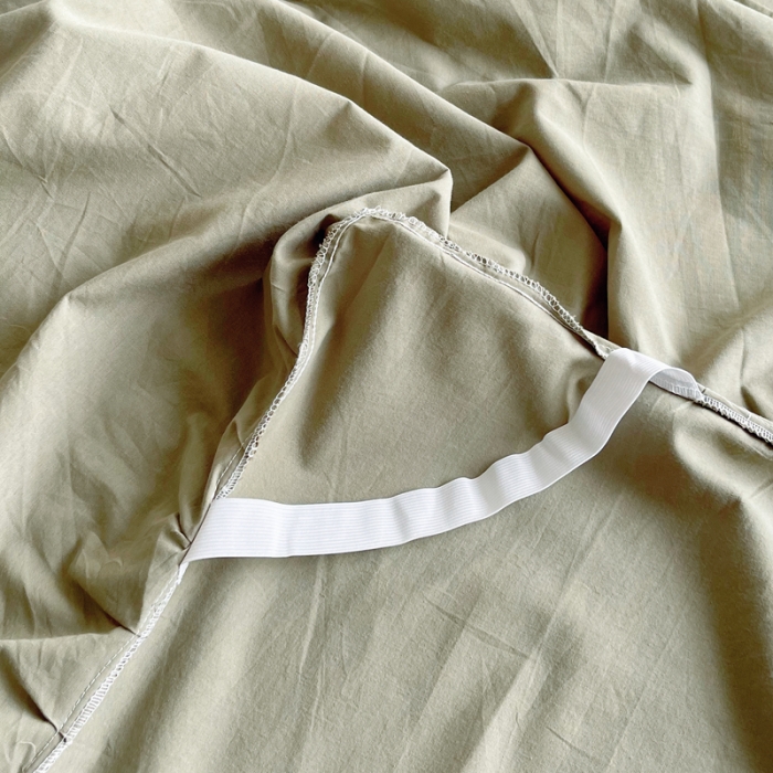 91家纺网 家纺一手货源 找家纺 六巷胡同 2022春夏新品ins风水洗棉单品床裙三件套 ins米绿