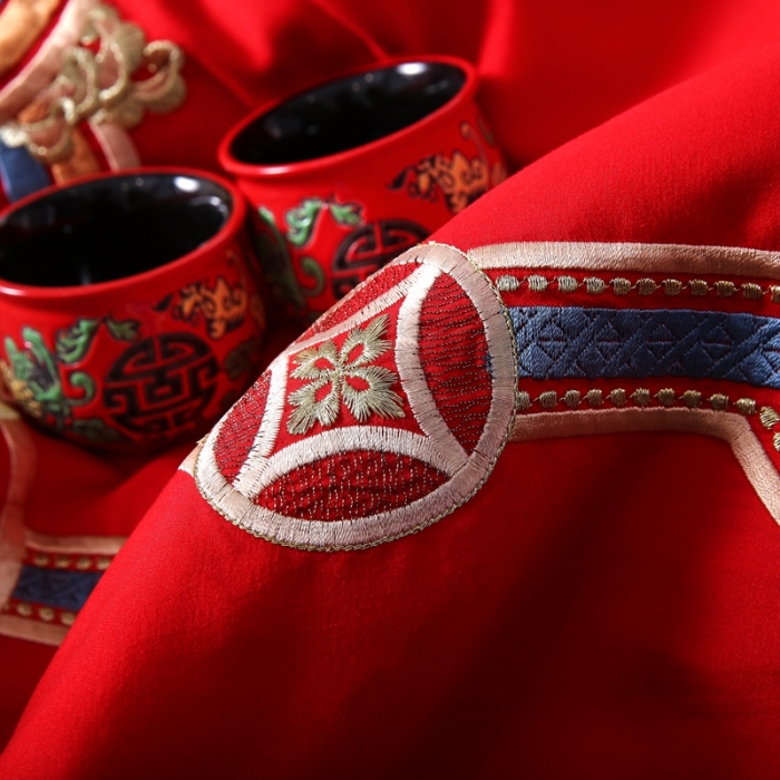 91家纺网 家纺一手货源 找家纺 2025新款100s纯棉提花婚庆四件套多件套 喜事成双