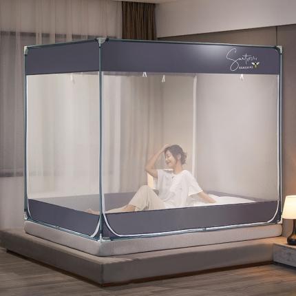 飞轮海蚊帐新款多功能床笠式方顶坐床式蚊帐-Z68白咖