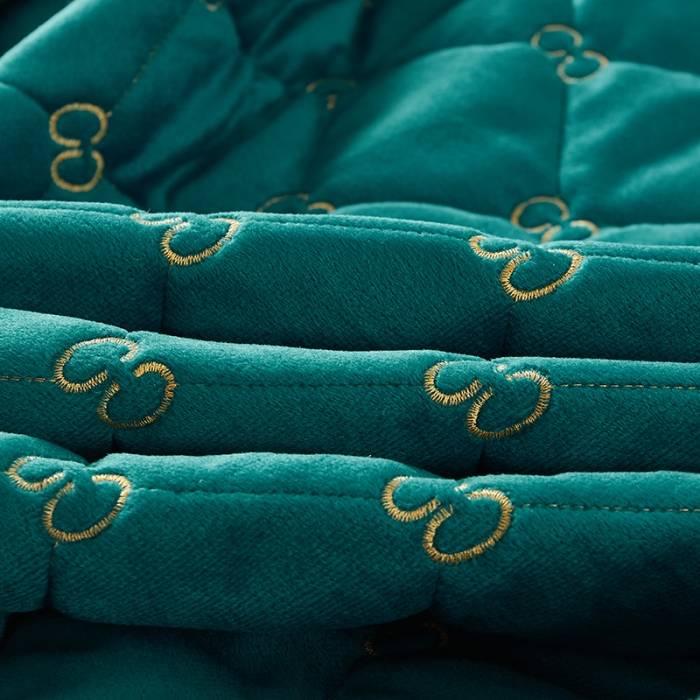 91家纺网 家纺一手货源 找家纺 十个点家纺 2021新款倾国倾城水晶绒夹棉床笠 绿色