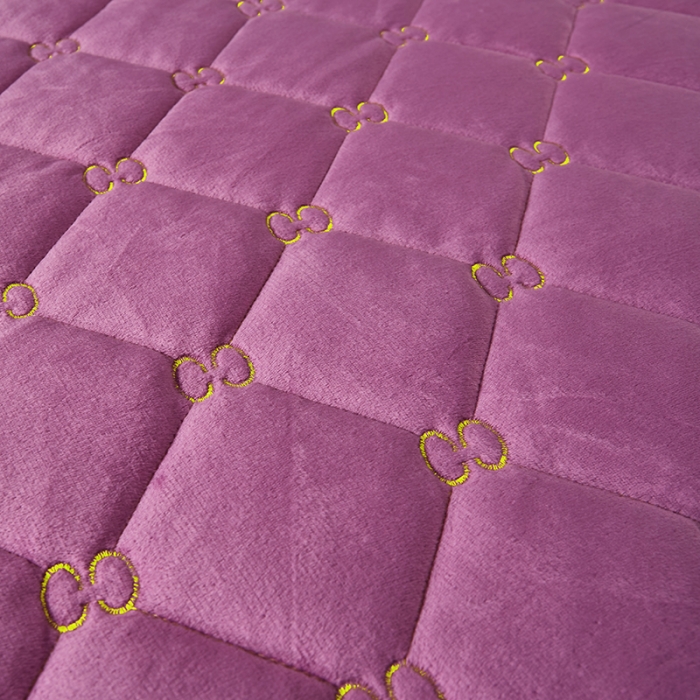 91家纺网 家纺一手货源 找家纺 十个点家纺 2021新款倾国倾城水晶绒夹棉床笠 紫色