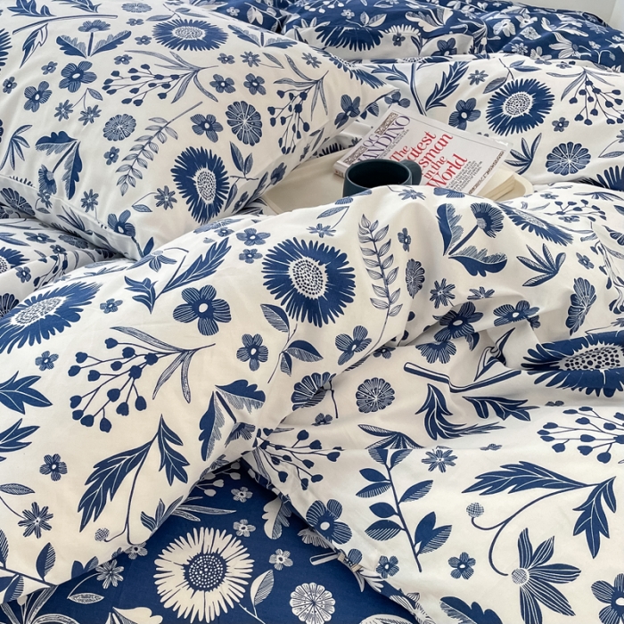 91家纺网 家纺一手货源 找家纺 怡家居 2022新款全棉田园四件套 淡雅