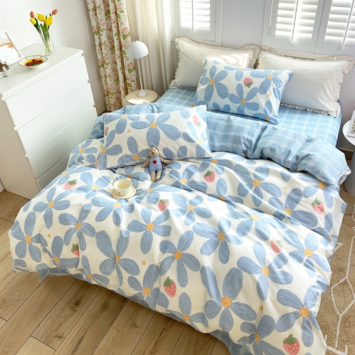 91家纺网 家纺一手货源 找家纺 怡家居 2022新款全棉田园四件套 荷香