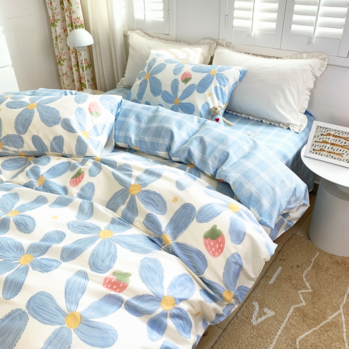 91家纺网 家纺一手货源 找家纺 怡家居 2022新款全棉田园四件套 荷香