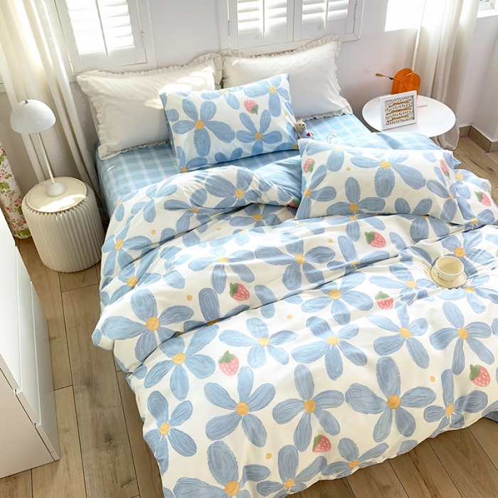 91家纺网 家纺一手货源 找家纺 怡家居 2022新款全棉田园四件套 荷香