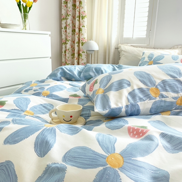 91家纺网 家纺一手货源 找家纺 怡家居 2022新款全棉田园四件套 荷香