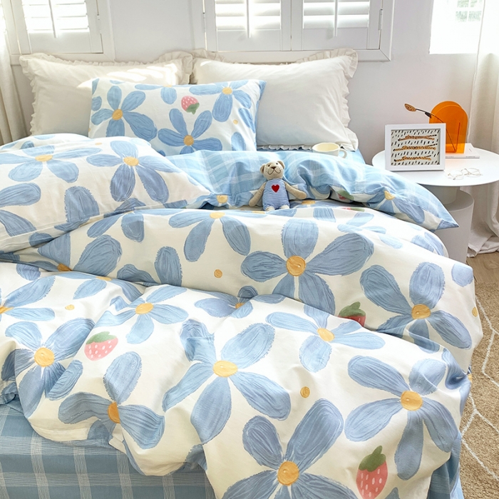 91家纺网 家纺一手货源 找家纺 怡家居 2022新款全棉田园四件套 荷香